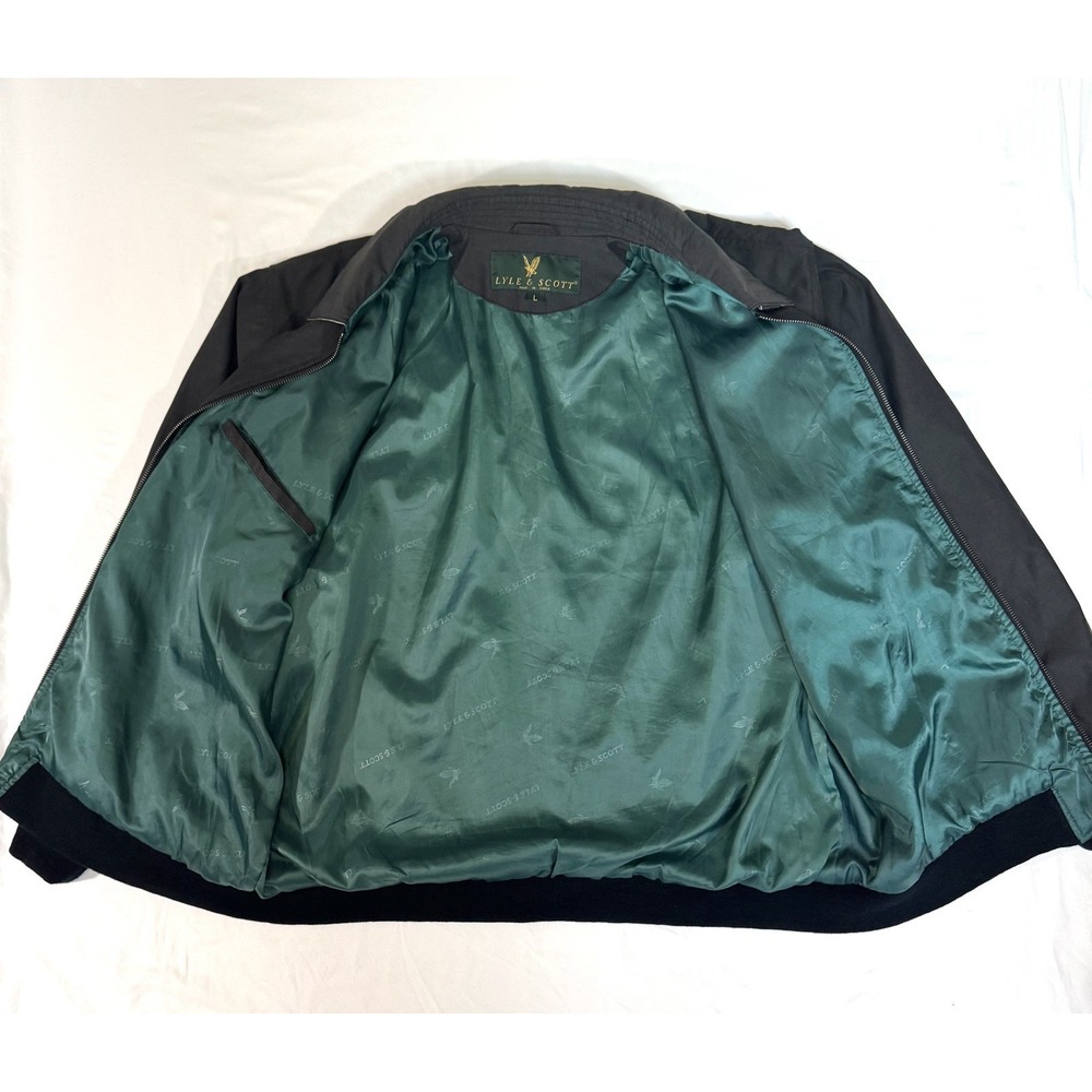 Vintage Lyle & Scott Men's Large Jacket Black Bomber Full Zip - Picture 2 of 5